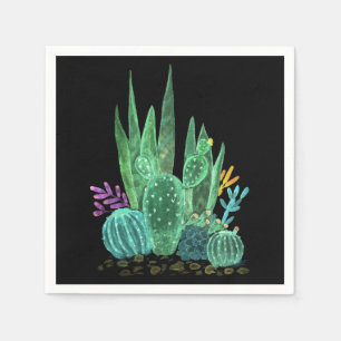 Serviette En Papier Aquarelle, cactus