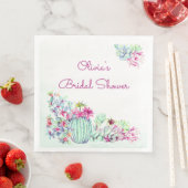 Serviette En Papier Aquarelle Cactus et Fête des mariées de succulents (En situation)