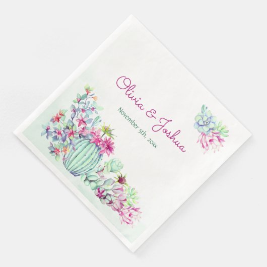 Serviette En Papier Aquarelle Cactus & Succulents Mariages serviettes (Coin)