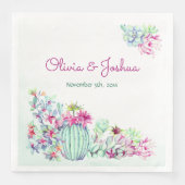 Serviette En Papier Aquarelle Cactus & Succulents Mariages serviettes (Devant)