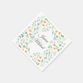 Serviette En Papier Aquarelle Cadre Floral Mixte (Coin)