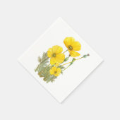 Serviette En Papier Aquarelle Californie Populaire Fleur Jaune (Coin)