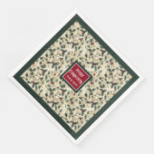 Serviette En Papier Aquarelle canneberge rouge saint baies vert profon (Coin)