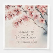 Serviette En Papier Aquarelle Cerise Fleur Chic Mariage Anniversaire (Devant)