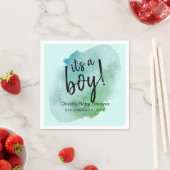 Serviette En Papier Aquarelle C'est un Baby shower garçon Papier (En situation)