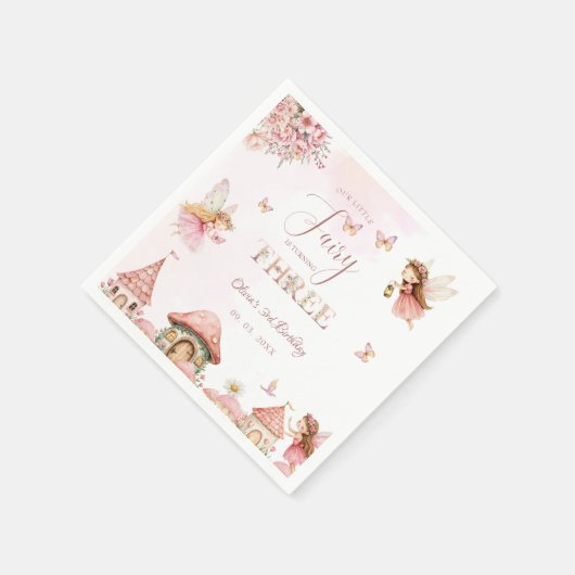 Serviette En Papier Aquarelle Champignons Fée 3ème forêt d'anniversair (Coin)