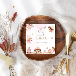 Serviette En Papier Aquarelle Champignons Fée 3ème forêt d'anniversair