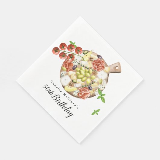 Serviette En Papier Aquarelle Charcuterie Italie Anniversaire (Coin)