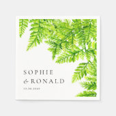 Serviette En Papier Aquarelle Chartreuse Green Fern Feuille Mariage (Devant)