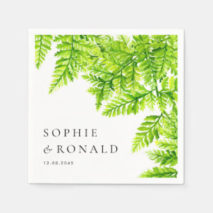 Serviette En Papier Aquarelle Chartreuse Green Fern Feuille Mariage