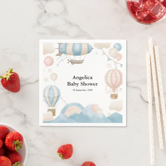 Serviette En Papier Aquarelle Chaud Air Baby shower serviettes (En situation)