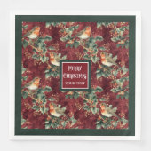 Serviette En Papier Aquarelle Chaudron de Noël canneberge rouge servie (Devant)