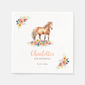 Serviette En Papier Aquarelle Cheval Anniversaire Fête Pony Rose (Devant)