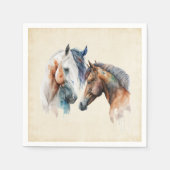 Serviette En Papier Aquarelle Chevaux Boho Déchirer Peinture (Devant)