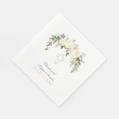 Serviette En Papier Aquarelle chic ivoire Baptême floral (Coin)