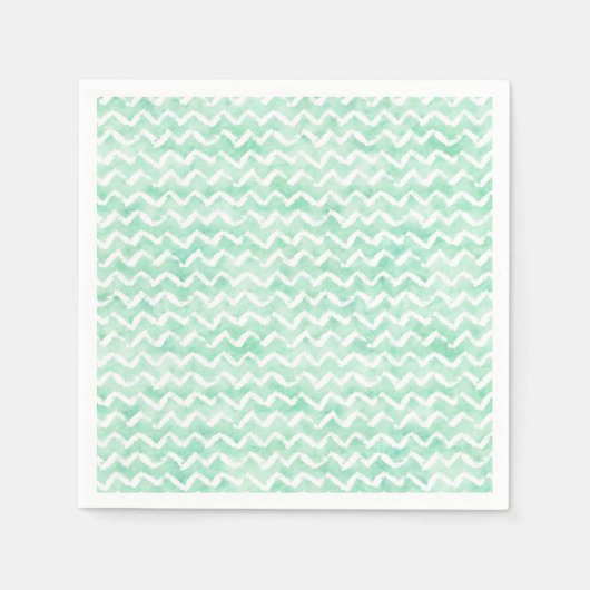 Serviette En Papier Aquarelle Chic Mint Chevron Stripes (Devant)