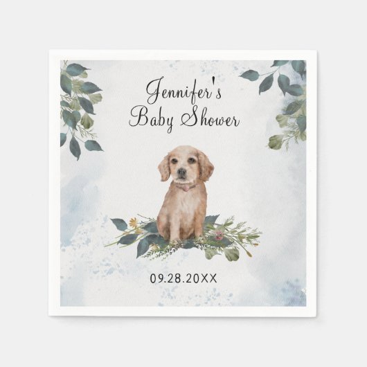 Serviette En Papier Aquarelle Chien Chien Baby shower (Devant)