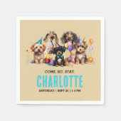 Serviette En Papier Aquarelle Chien Pawty Puppy Anniversaire (Devant)