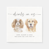Serviette En Papier Aquarelle Chien Signature Boissons Mariage Napkins (Devant)