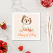 Serviette En Papier Aquarelle Chih Tzu et Fleurs de Pêche Chien Annive (En situation)