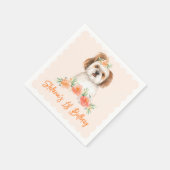 Serviette En Papier Aquarelle Chih Tzu et Fleurs de Pêche Chien Annive (Coin)