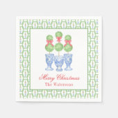 Serviette En Papier Aquarelle Chinoiserie Christmas Bow Topift Cadeau (Devant)