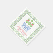 Serviette En Papier Aquarelle Chinoiserie Christmas Bow Topift Cadeau (Coin)