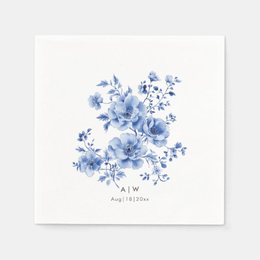 Serviette En Papier Aquarelle Chinoiserie florale (Devant)