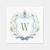 Serviette En Papier Aquarelle Chinoiserie Ginger Jar Monogram Crest (Devant)