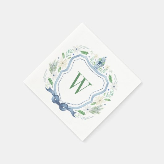 Serviette En Papier Aquarelle Chinoiserie Ginger Jar Monogram Crest (Coin)