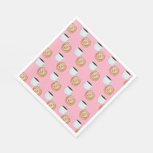 Serviette En Papier Aquarelle Cinnamon Bun Pastry Café (Coin)