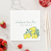 Serviette En Papier Aquarelle Citron Bunc Citrus Jaune Mariage (En situation)