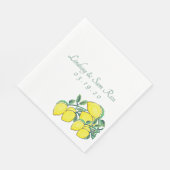 Serviette En Papier Aquarelle Citron Bunc Citrus Jaune Mariage (Coin)