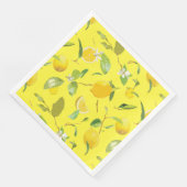 Serviette En Papier Aquarelle Citron & Feuilles 4 (Coin)