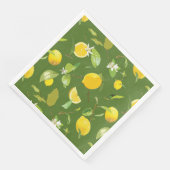 Serviette En Papier Aquarelle Citron & Feuilles 5 (Coin)