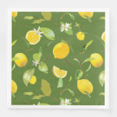 Serviette En Papier Aquarelle Citron & Feuilles 5 (Devant)