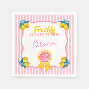 Serviette En Papier Aquarelle Citron Fraîchement Diplômé Fête Promotio