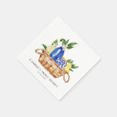 Serviette En Papier Aquarelle Citron Méditerranée Panier Doux 16 (Coin)