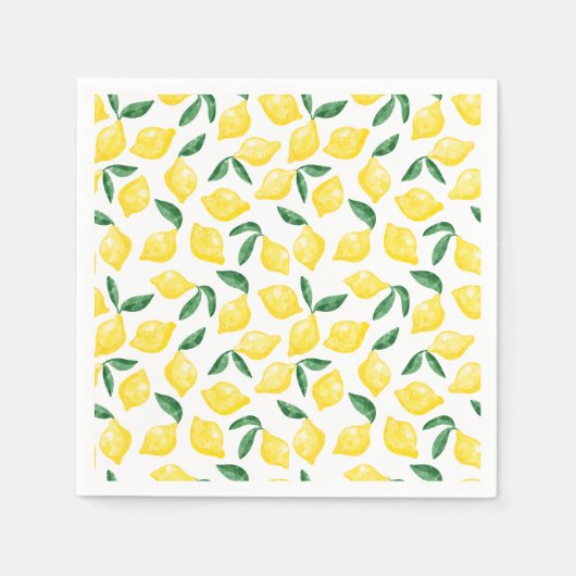Serviette En Papier Aquarelle Citron Motif (Devant)