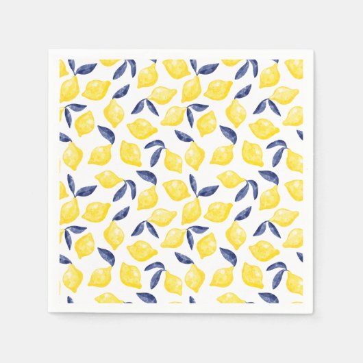 Serviette En Papier Aquarelle Citron Motif (Devant)