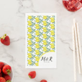 Serviette En Papier Aquarelle Citron vert Citrus Mariage jaune (En situation)
