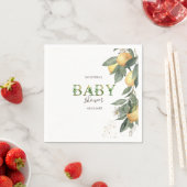 Serviette En Papier Aquarelle Citrons Baby shower vert (En situation)