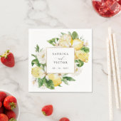 Serviette En Papier Aquarelle Citrons Citrus Verdure Fleur Mariage (En situation)