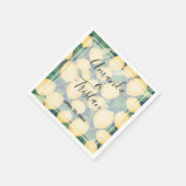 Serviette En Papier Aquarelle Citrons Vert sur bleu marine (Coin)