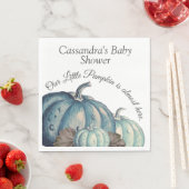 Serviette En Papier Aquarelle Citrouille bleu n Baby shower blanc (En situation)