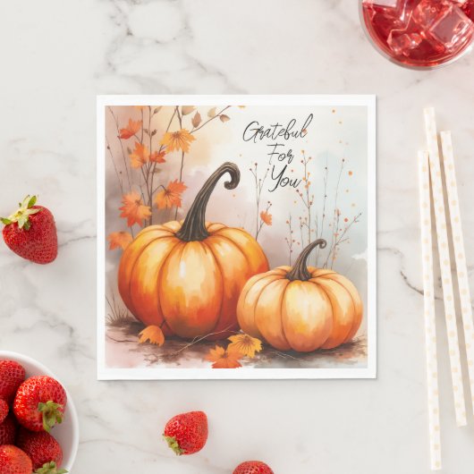 Serviette En Papier Aquarelle Citrouille d'automne Gratuit (En situation)