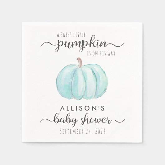Serviette En Papier Aquarelle Citrouille mignonne bébé garçon douche (Devant)