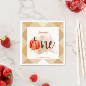 Serviette En Papier aquarelle citrouille premier anniversaire orange a (En situation)