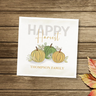 Serviette En Papier Aquarelle Citrouille simple Gourd Happy Harvest