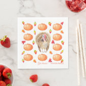 Serviette En Papier Aquarelle Citrouille Turquie Motif Thanksgiving (En situation)